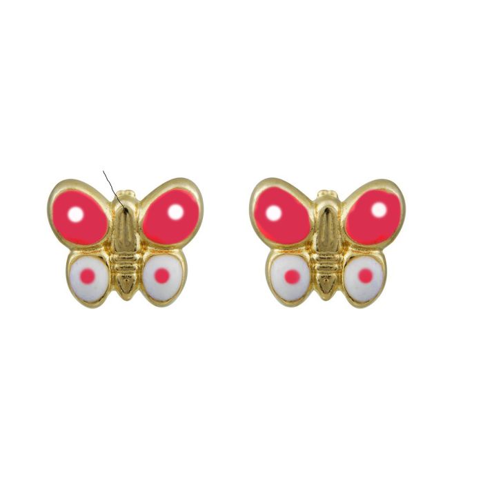 Kid's yellow gold stud earrings with butterflies 9ct HSY0073